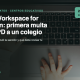 Google Workspace for Education: manos de un alumno en un portátil escolar; primera multa de la AEPD a un colegio, 20.000 €